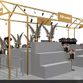 Elegant Florist Shop with Golden Frame Various Flowers and Plant Displays