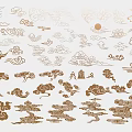 New Chinese-style Carved Xiangyun Carved Openwork Gold-plated Carved Pattern Window Flower Combination Carved Xiangyun Metal Carved Metal Xiangyun 3d model