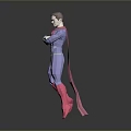 3D Model of Superman With Blue Costume Red Cape and Arms Crossed Pose