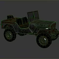 Rusty Vintage Open Top Jeep With Large Tires And Classic Design