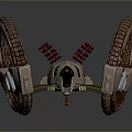 Futuristic Motorcycle Design with Brown Mesh Wheels and Red Black Aerodynamic Body