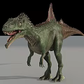 Green Prehistoric Spinosaurus Reptile With Sail Like Back Sharp Teeth Standing Strong Limbs 3d model