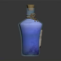 Blue Glass Bottle With Cork Stopper And Twine Tied Label Design