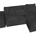 Black Modular Sectional Sofa With Plush Cushions And Comfortable Seating Design 3d model