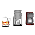 Modern Household Electrical Appliances Including Kettle Coffee Maker And Toaster 3d model