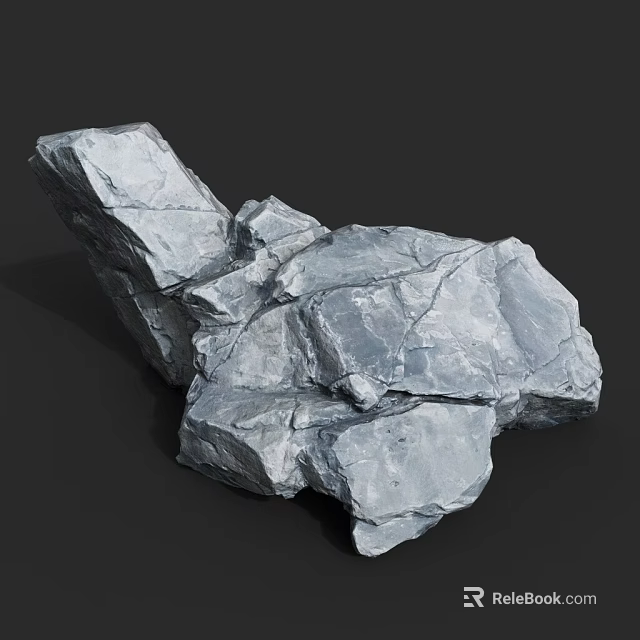 Natural Gray Rock Pile With Irregular Shapes And Textured Surfaces 3d model 