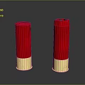 Red Bullets With Gold Base On Dark Background Showing Reflection 3d model