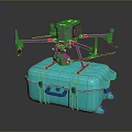 Professional Drone With Camera Placed On Turquoise Storage Case For Safe Transport 3d model