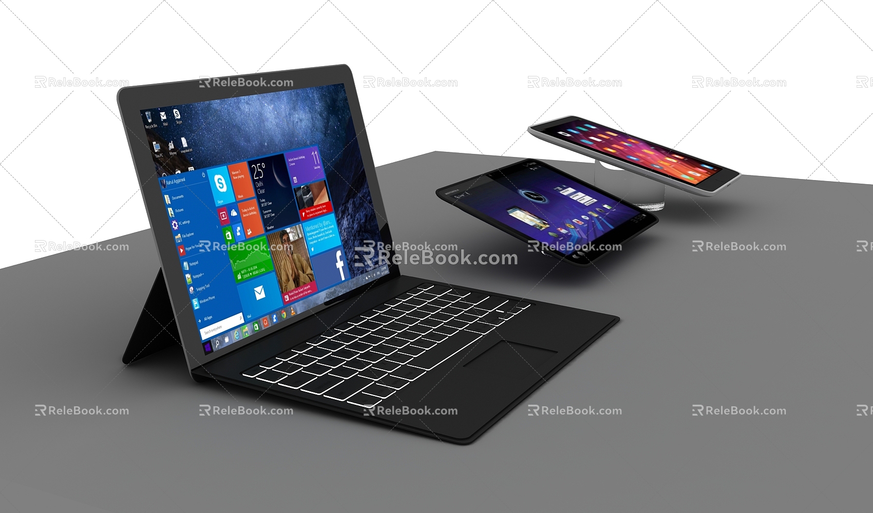 Modern Laptop Tablet 3d model