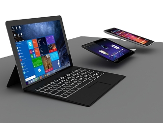 Modern Laptop Tablet 3d model