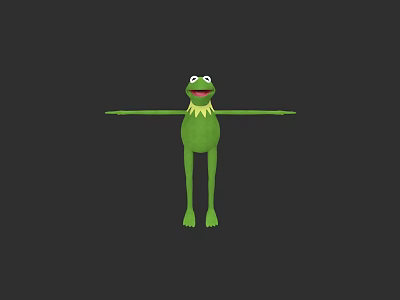 Cute Green Frog Stuffed Doll With Outstretched Arms And Big Eyes 3d model