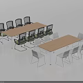 Modern Wooden Conference Tables With Black And White Office Chairs Setup
