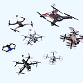 Various Types Of Drones With Different Designs And Propellers On White Background
