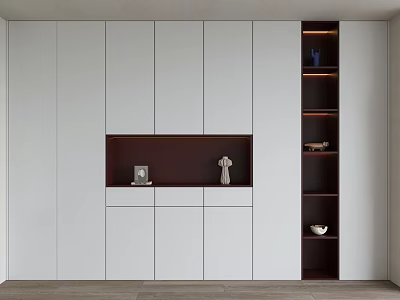 Modern Shoe Cabinet With White And Dark Brown Storage Design Display Shelves And Drawers 3d model