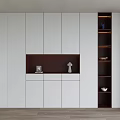 Modern Shoe Cabinet With White And Dark Brown Storage Design Display Shelves And Drawers