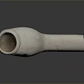 Ancient Hand Carved Ceramic Sculpture Pipe Shaped With White Textured Surface 3d model