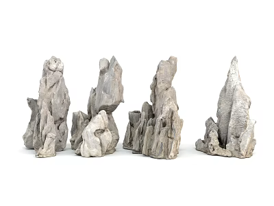 Natural Wooden Stone Decorative Figurines With Rock Like Texture And Design Details 3d model