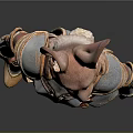 Rabbit Character In Metallic Armor Suit With Golden Accents And Red Ears