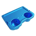 Blue Plastic Dual Cup Holder Tray With Ergonomic Design And Slots