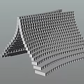 Grey Geometric Modular Garden Landscape Structure With Layered Staircase Design