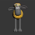 Gray Sheep Cartoon Character With Colorful Hat Yellow Outfit And Pink Patterns