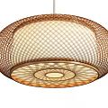 Modern Woven Oval Shaped Pendant Lights Set of Four with Natural Brown Cream Design