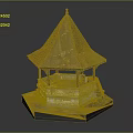 Pointed Copper Rust Roof Square Base Gazebo Structure With Steps And Plants