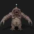3D Monster Model Featuring Ugly Large Mouth Sharp Teeth Rough Skin Blue Orb On Head