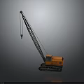 Orange Crawler Crane With Long Boom And Tracked Base For Construction Projects 3d model