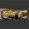 Decorative Lying Tiger Shaped Figure With Orange Black Striped Body On Base