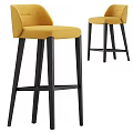 Modern Light Gray Upholstered Bar Stools With Black Solid Wood Legs And Minimalist Design
