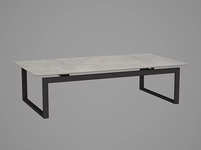 Modern Minimalist Coffee Table With Gray Sleek Top And Black Metal Frame 3d model