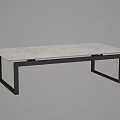 Modern Minimalist Coffee Table With Gray Sleek Top And Black Metal Frame