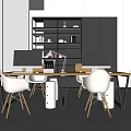 Modern Office Desk And Chair Combination With Wooden Top Metal Legs And Bookshelf