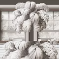 Feather Chandelier in Modern Interior with White Window Blinds and Elegant Design