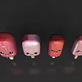 Colorful Cartoon Ice Cream Pops With Smiling Faces And Different Colors On Sticks