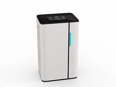 Modern Daily Electrical Air Purifier With White Design Black Top Display Screen And Blue Accent 3d model