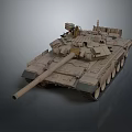 Modern Military Tank With Beige Camouflage Turret Cannon Barrel And Tracks