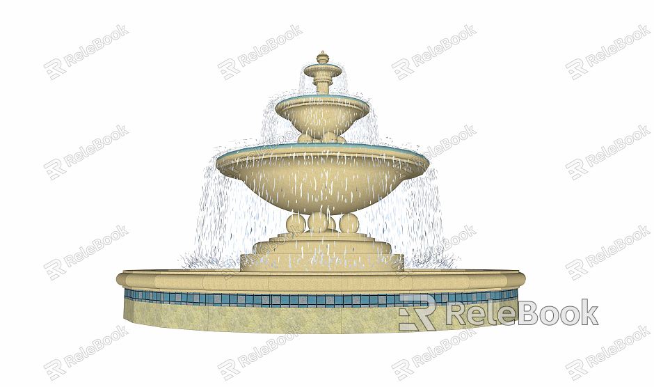 European-style fountain waterscape falls model