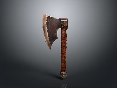 Vintage Axe Weapon With Leather Wrapped Handle And Rustic Blade 3d model