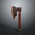 Vintage Axe Weapon With Leather Wrapped Handle And Rustic Blade