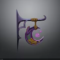 Purple Decorative Scene Component With Crescent Shape Pink Gemstone And Orange Beads