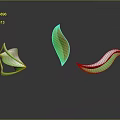 Modern Abstract Decorative Elements With Green Orange Gradient And Dark Background Reflection