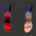 Butterfly Decorated High Heels With Blue And Purple Patterns On Stiletto Design