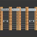 Wooden Kitchen Storage Rack With Metal Bars Multiple Layers And Labels For Utensil Organization
