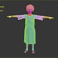 Game Movie Character Wearing Blue Dress Blue Hat with Arms Outstretched on Gray Background