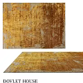 Golden Brown Distressed Square Rug With Textured Worn Pattern For Living Room
