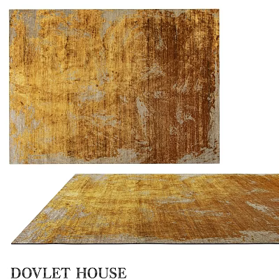 Golden Brown Distressed Square Rug With Textured Worn Pattern For Living Room 3d model