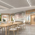 School Lobby With Long Table Chairs And Digital 3d model