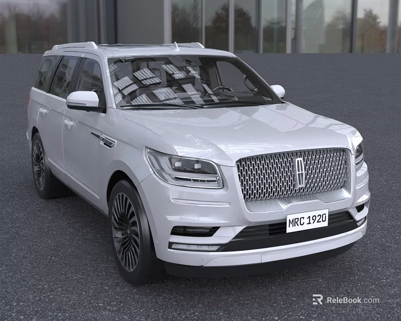 White Lincoln Luxury SUV Exterior with Chrome Grille and Modern Headlights 3d model 